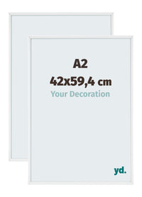 Aurora Aluminium Fotolijst 42x59-4cm A2 Set Van 2 Wit Hoogglans Voorzijde Maat | Yourdecoration.nl