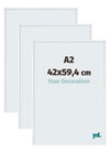 Aurora Aluminium Fotolijst 42x59-4cm A2 Set Van 3 Wit Hoogglans Voorzijde Maat | Yourdecoration.nl