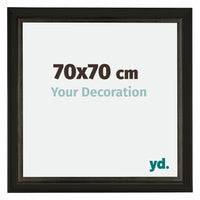 Sheffield Houten Fotolijst 70x70cm Zwart Goud Geveegd Voorzijde Maat | Yourdecoration.nl