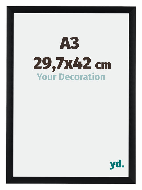 Tucson Aluminium Fotolijst 29 7x42cm A3 Zwart Geborsteld Voorzijde Maat | Yourdecoration.nl