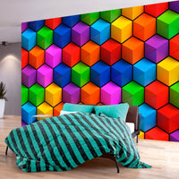 Fotobehang - Colorful Geometric Boxes - Vliesbehang