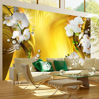 Fotobehang - Orchid in Gold - Vliesbehang