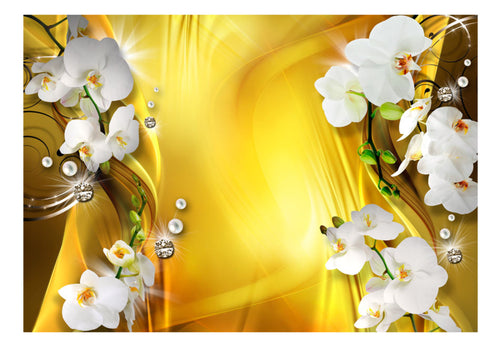 Fotobehang - Orchid in Gold - Vliesbehang