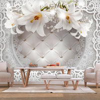 Fotobehang - Lilies and Quilted Background - Vliesbehang