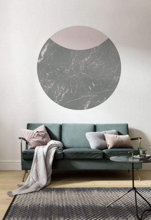 Komar Stripe Marmor Fotobehang 125x125cm Rond Sfeer | Yourdecoration.nl