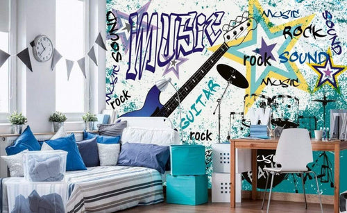 Dimex Blue Guitar Fotobehang 375x250cm 5 banen Sfeer | Yourdecoration.nl