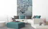 Dimex Blue Leaves Abstract Fotobehang 150x250cm 2 banen sfeer | Yourdecoration.nl