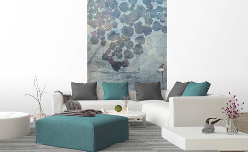 Dimex Blue Leaves Abstract Fotobehang 150x250cm 2 banen sfeer | Yourdecoration.nl