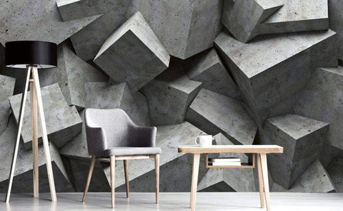 Dimex Concrete Cubes Fotobehang 375x250cm 5 banen Sfeer | Yourdecoration.nl