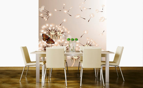 Dimex Dandelions and Butterfly Fotobehang 225x250cm 3 banen Sfeer | Yourdecoration.nl