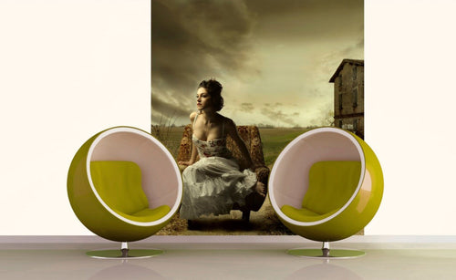 Dimex Girl on Armchair Fotobehang 225x250cm 3 banen Sfeer | Yourdecoration.nl