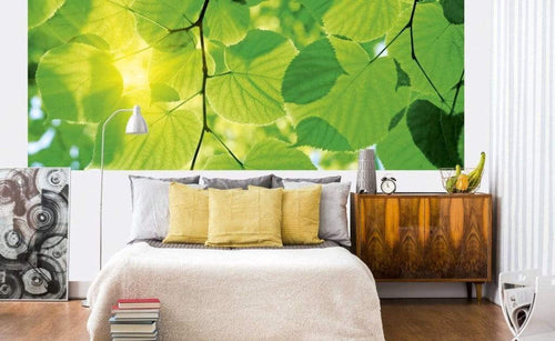 Dimex Green Leaves Fotobehang 375x150cm 5 banen Sfeer | Yourdecoration.nl