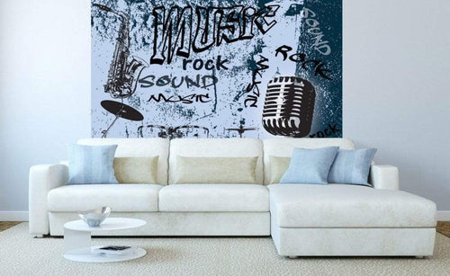 Dimex Music Blue Fotobehang 225x250cm 3 banen Sfeer | Yourdecoration.nl