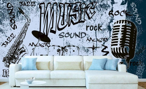 Dimex Music Blue Fotobehang 375x250cm 5 banen Sfeer | Yourdecoration.nl