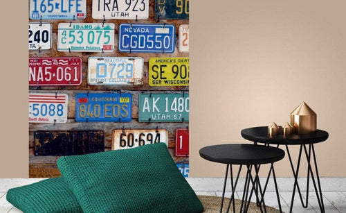 Dimex Plate Numbers Fotobehang 225x250cm 3 banen Sfeer | Yourdecoration.nl