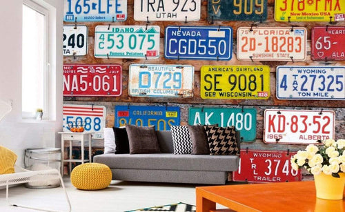 Dimex Plate Numbers Fotobehang 375x250cm 5 banen Sfeer | Yourdecoration.nl