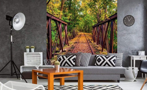 Dimex Railroad Fotobehang 225x250cm 3 banen Sfeer | Yourdecoration.nl