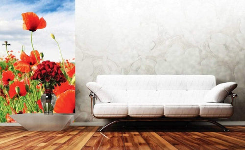 Dimex Red Poppies Fotobehang 150x250cm 2 banen Sfeer | Yourdecoration.nl