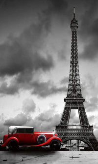 Dimex Retro Car in Paris Fotobehang 150x250cm 2 banen | Yourdecoration.nl