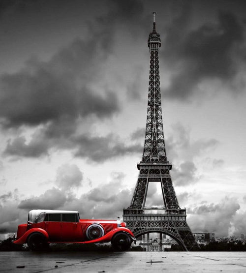 Dimex Retro Car in Paris Fotobehang 225x250cm 3 banen | Yourdecoration.nl