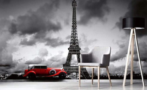Dimex Retro Car in Paris Fotobehang 375x250cm 5 banen Sfeer | Yourdecoration.nl