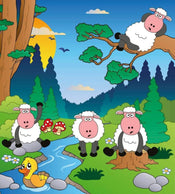 Dimex Sheep in Forest Fotobehang 225x250cm 3 banen | Yourdecoration.nl