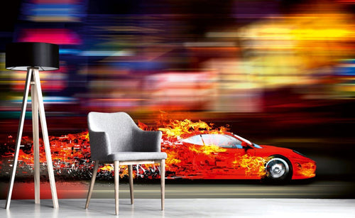 Dimex Speeding Car Fotobehang 375x250cm 5 banen Sfeer | Yourdecoration.nl