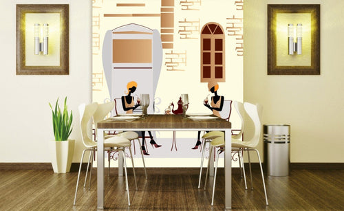 Dimex Street Cafe Fotobehang 225x250cm 3 banen Sfeer | Yourdecoration.nl