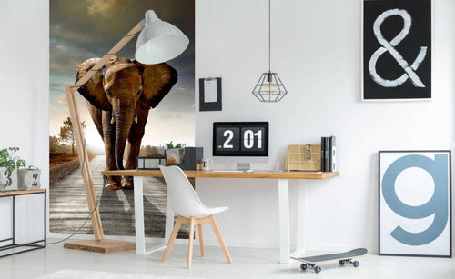 Dimex Walking Elephant Fotobehang 150x250cm 2 banen Sfeer | Yourdecoration.nl