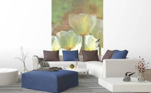 Dimex White Tulips Abstract Fotobehang 150x250cm 2 banen sfeer | Yourdecoration.nl
