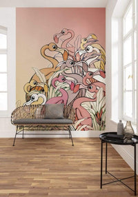 Komar Flamingos and Lillys Vlies Fotobehang 200x280cm 4 banen | Yourdecoration.nl