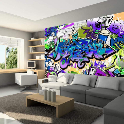 Artgeist Graffiti Violet Theme Vlies Fotobehang Sfeer | Yourdecoration.nl
