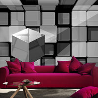 Fotobehang - Rubiks Cube in Gray - Vliesbehang