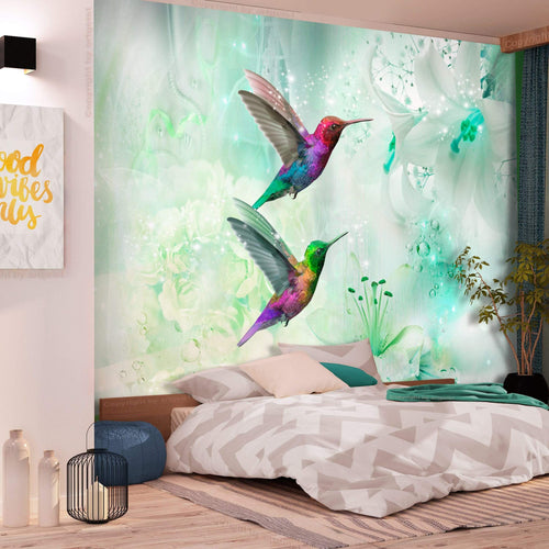 Artgeist Colourful Hummingbirds Green Vlies Fotobehang Sfeer | Yourdecoration.nl