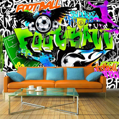 Artgeist Football Graffiti Vlies Fotobehang Sfeer | Yourdecoration.nl
