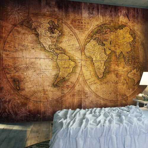 Artgeist World on Old Map Vlies Fotobehang Sfeer | Yourdecoration.nl