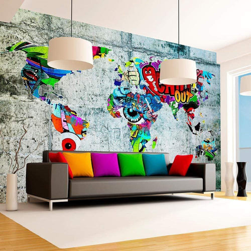 Artgeist Map Graffiti Vlies Fotobehang Sfeer | Yourdecoration.nl